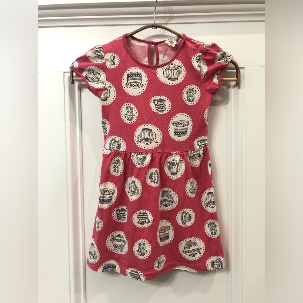 Boden Pink Dress with Teacups 3/4